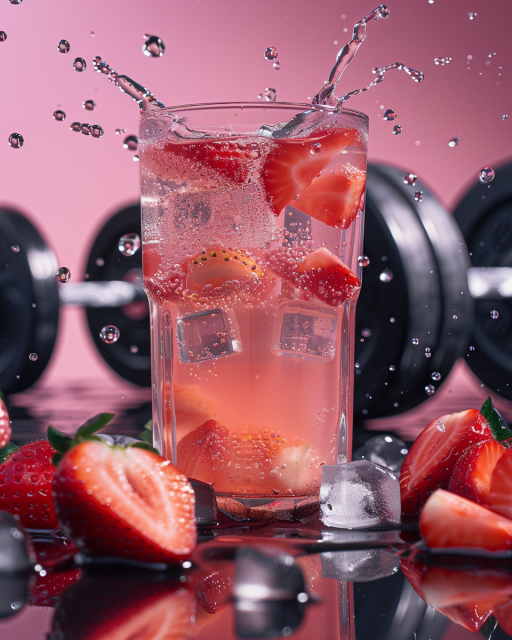 一张透明玻璃杯里的草莓汁照片
