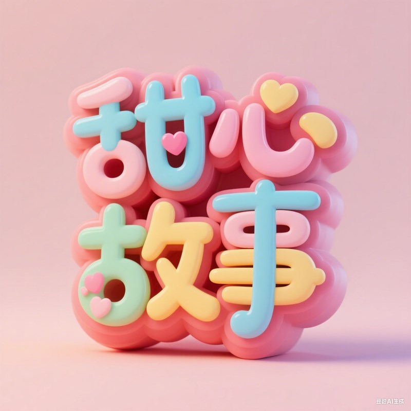 3D立体甜心风潮融合童趣涂绘风格标题字体