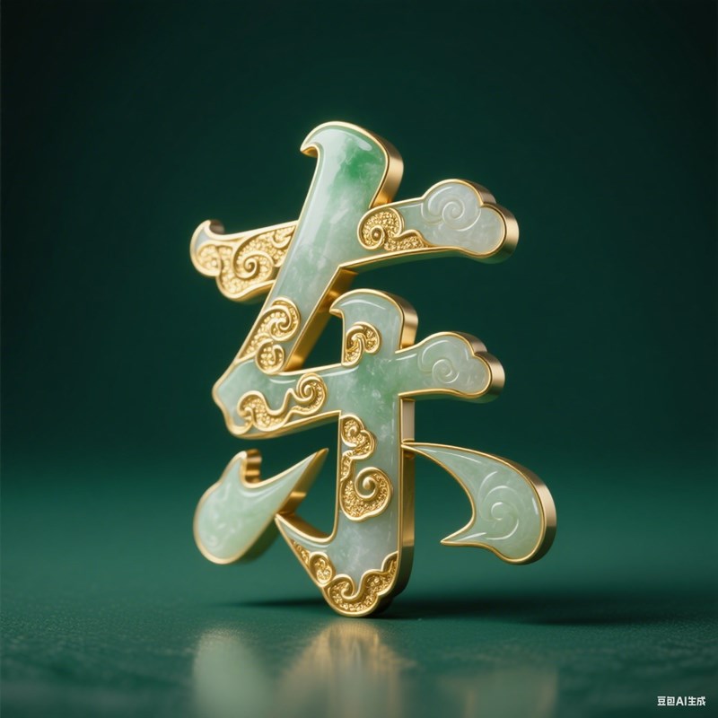 黄金玉石祥云纹理标题字体