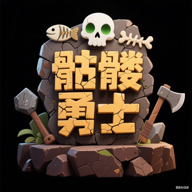 卡通石块质感创意标题字体