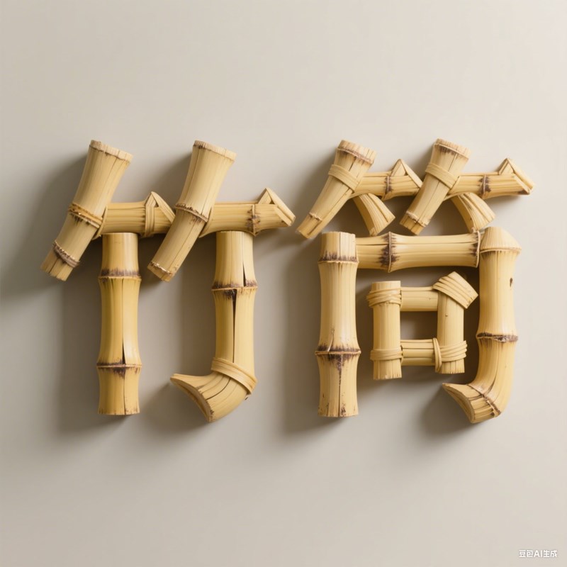 立体竹片编织质感创意标题字体