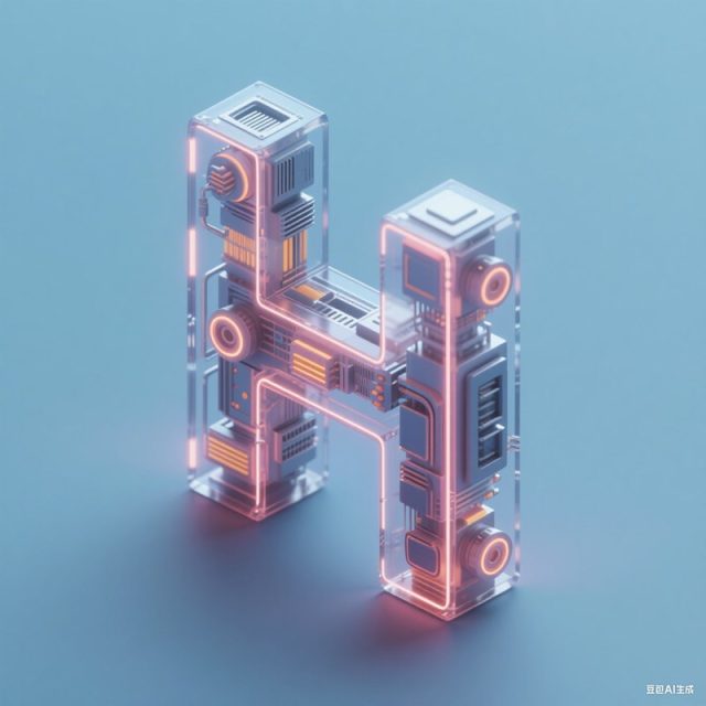 AI生成3D立体半透明电子机械字母~附提示词/咒语