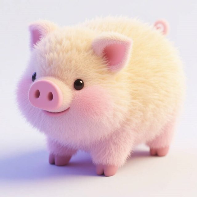 AI生成3D立体毛茸茸小猪~附提示词/咒语