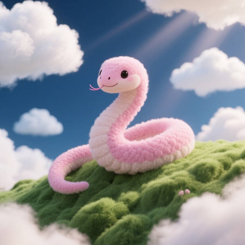 AI生成3D立体毛茸茸小蛇~附提示词/咒语