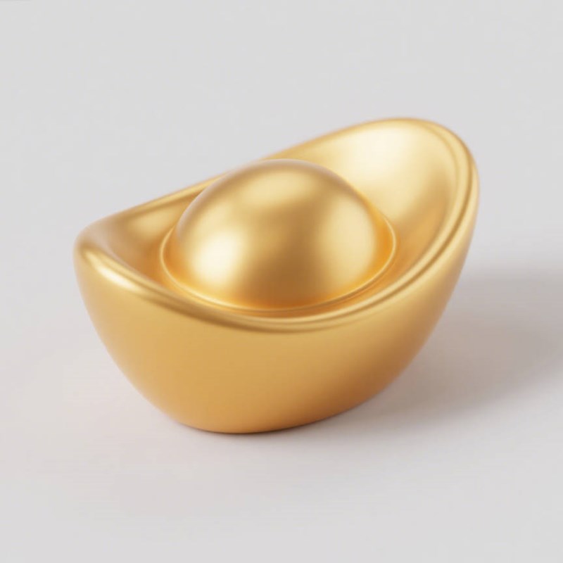 AI生成3D立体金元宝图标~附提示词/咒语