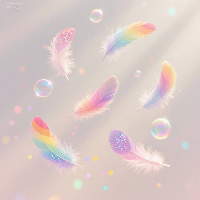 AI生成梦幻七彩羽毛~附提示词/咒语