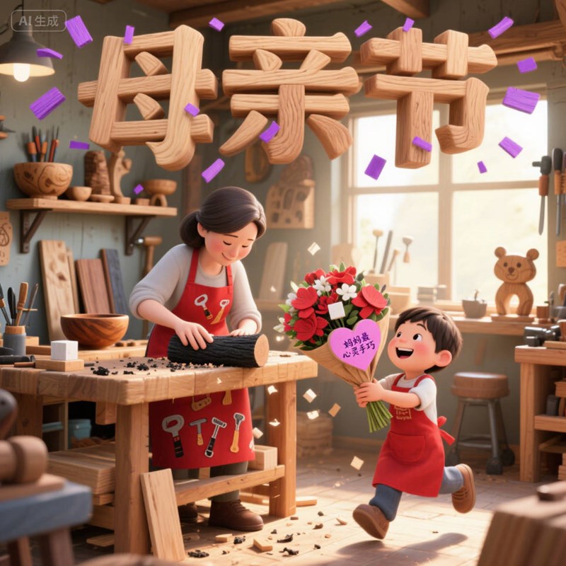 AI生成木工工作室创意3D海报~附提示词/咒语