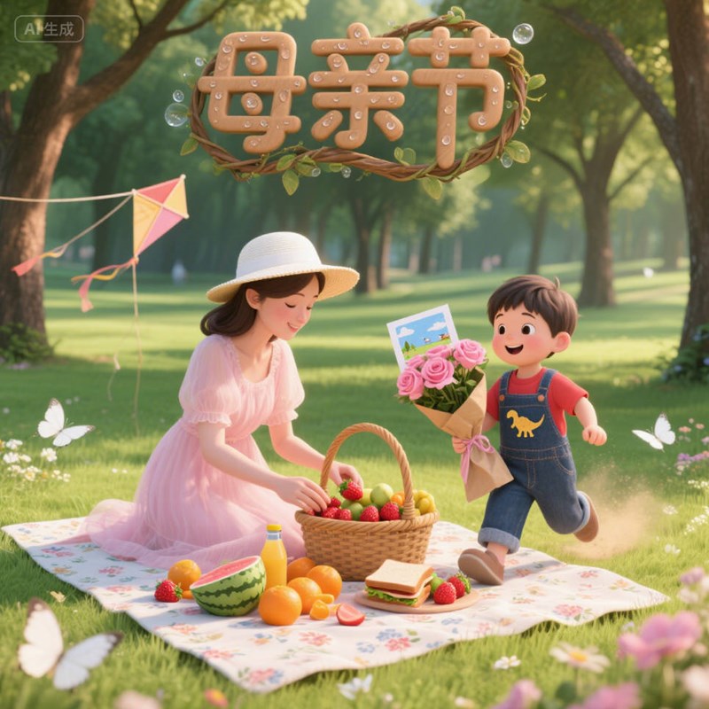 AI生成阳光树叶草地创意3D海报~附提示词/咒语