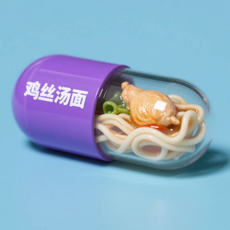 AI生成鸡丝汤面创意微缩胶囊~附提示词/咒语