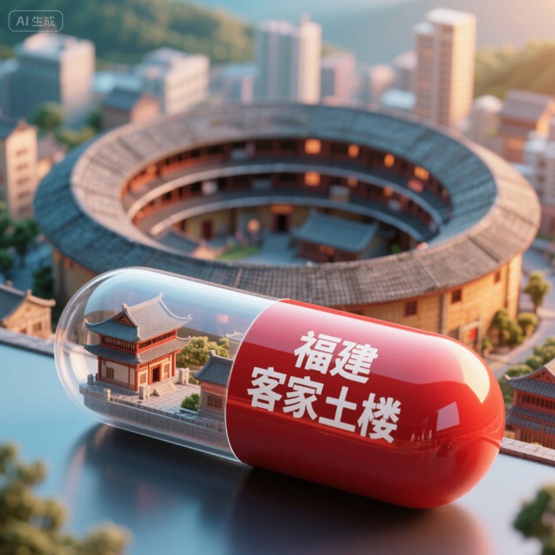 AI生成福建客家土楼创意微缩场景胶囊~附提示词/咒语