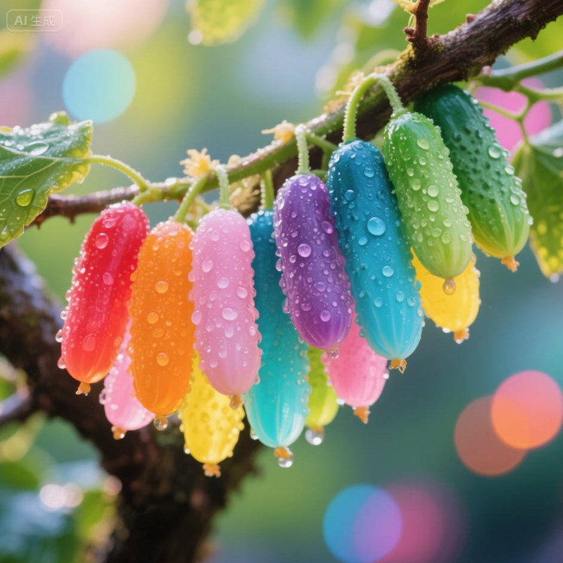 AI生成糖果色黄瓜树~附提示词/咒语