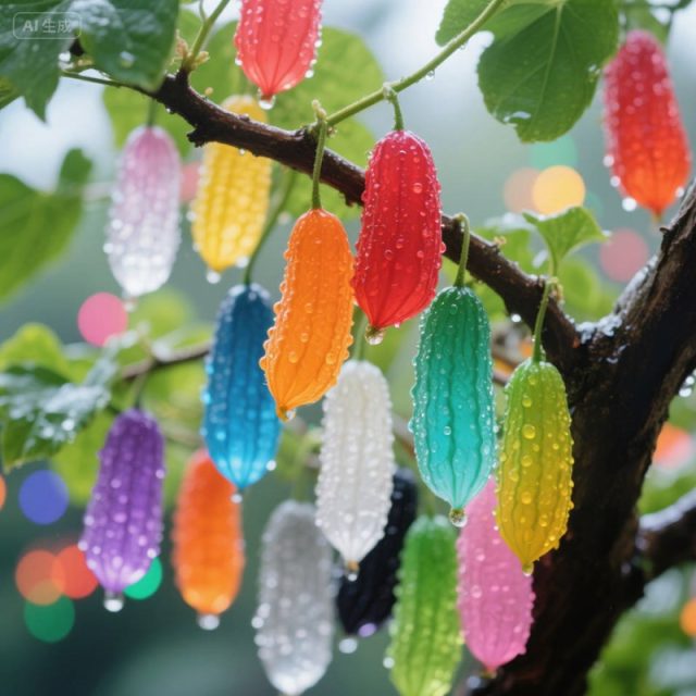 AI生成半透明晶莹剔透丝瓜树~附提示词/咒语