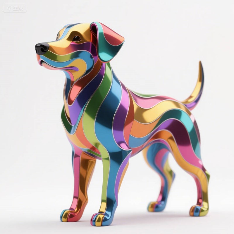 AI生成七色珐琅材质狗~附提示词/咒语