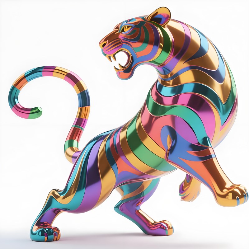 AI生成七色珐琅材质虎~附提示词/咒语