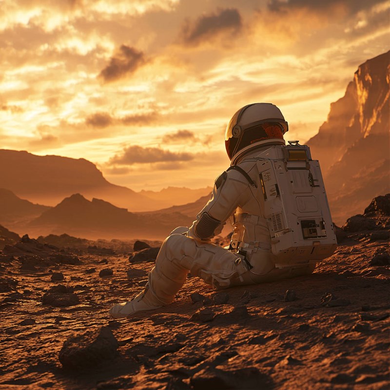 Midjourney镜头下的宇航员火星探险壁纸~附咒语