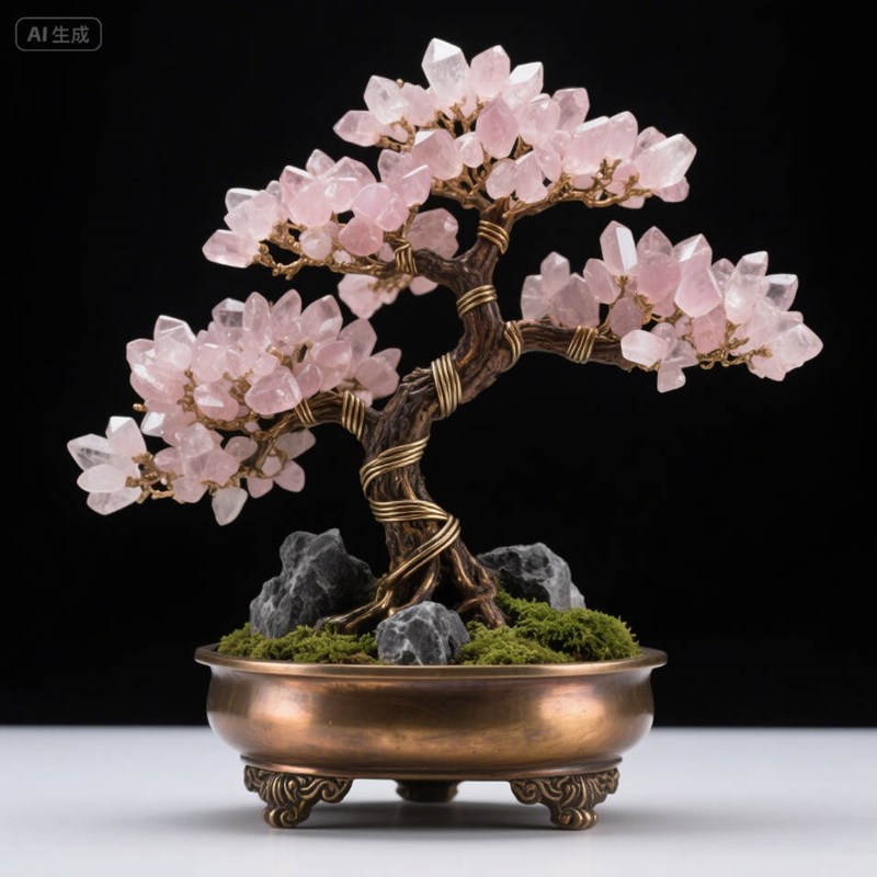 AI生成矿晶石盆景摆件~附提示词/咒语