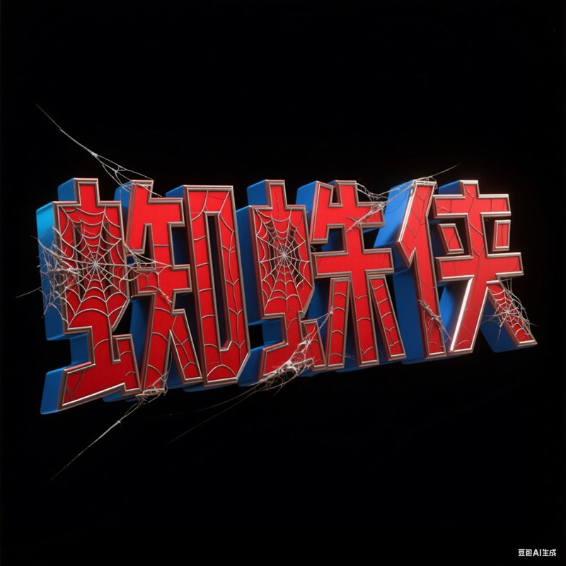 AI生成3D立体金属蜘蛛侠创意字体~附提示词/咒语