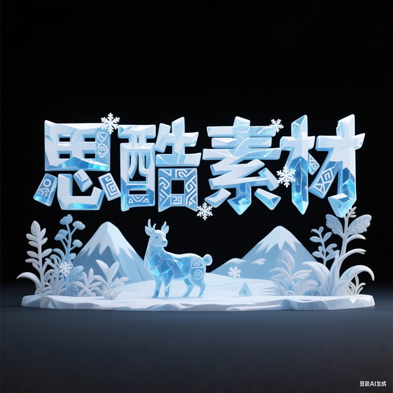 AI生成3D立体欧美Q版游戏画风冰晶创意字体~附提示词/咒语