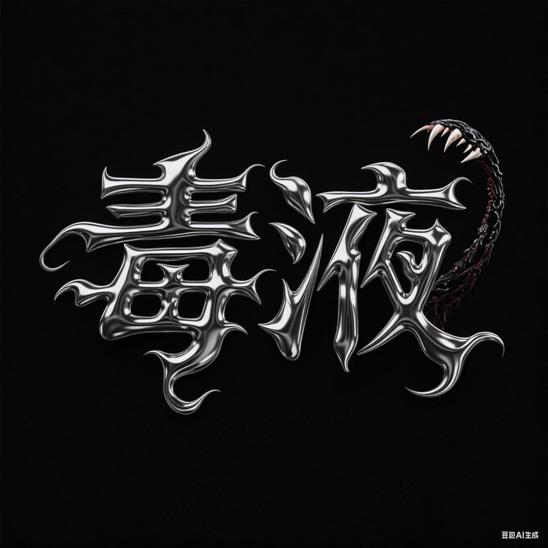 AI生成3D立体流动状液态金属创意字体~附提示词/咒语