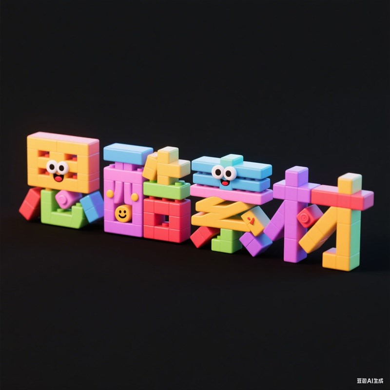 AI生成3D立体多巴胺配色乐高创意字体~附提示词/咒语