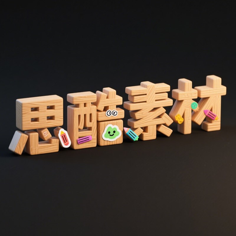 AI生成3D立体木头积木创意字体~附提示词/咒语